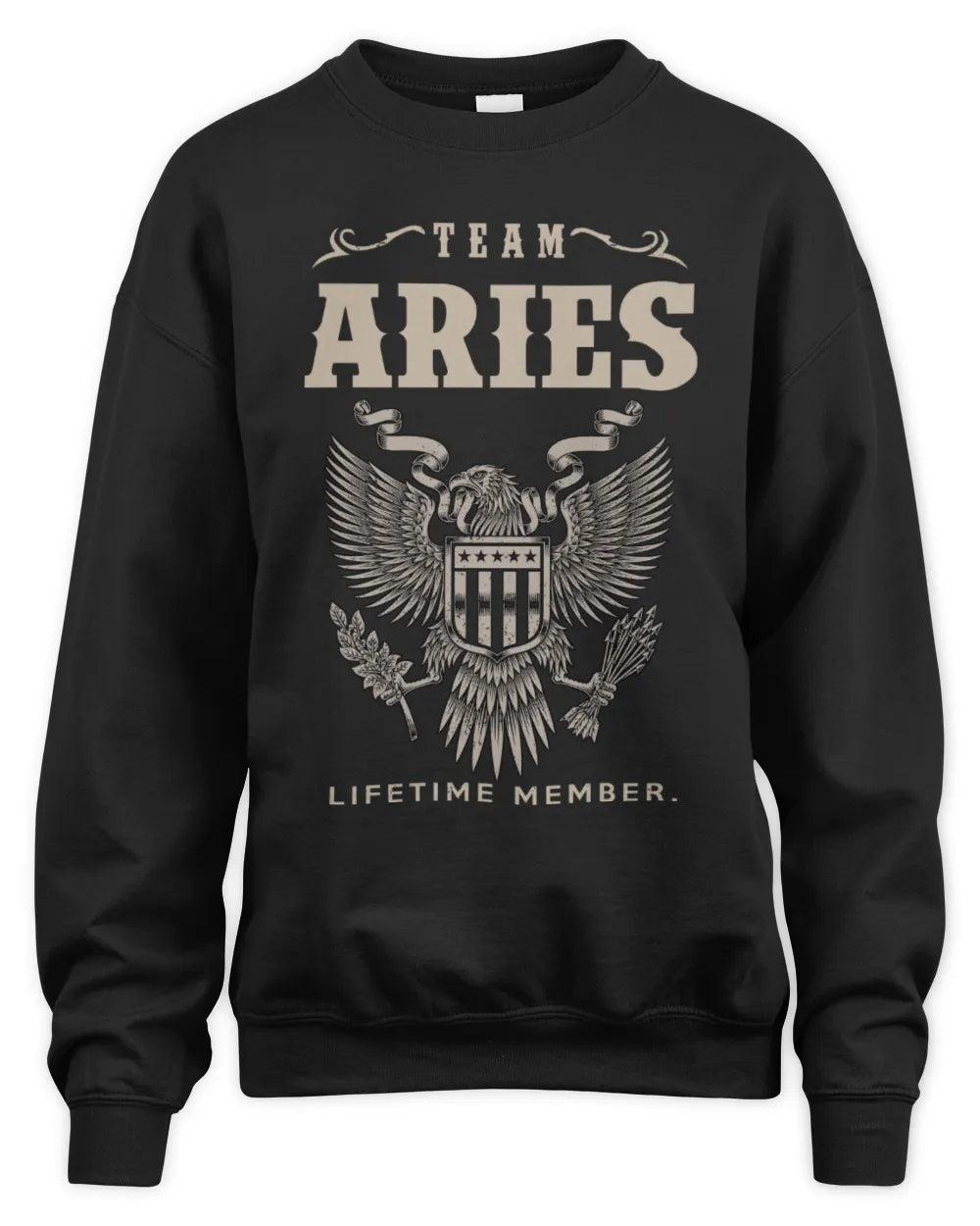 ARIES TP06-K82 – Personalized Classic Style Apparel “Team NAME Lifetime Member” - Unisex Sweatshirt - Black
