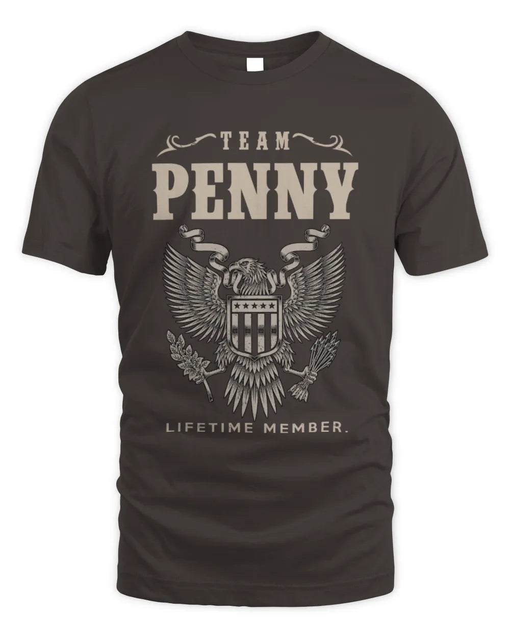 PENNY TP06-K82 – Personalized Classic Style Apparel “Team NAME Lifetime Member” - Unisex Standard T-Shirt - Dark Chocolate