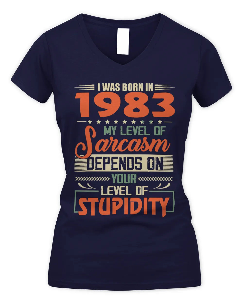 1983 HH89-K2 – Vintage Born to Be Sarcastic T-Shirt - Women's V-Neck T-Shirt - Navy