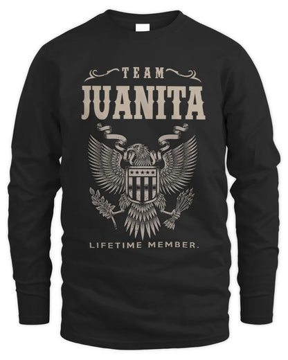 JUANITA TP06-K82 – Personalized Classic Style Apparel “Team NAME Lifetime Member” - Men's Long Sleeved T-Shirt - Black
