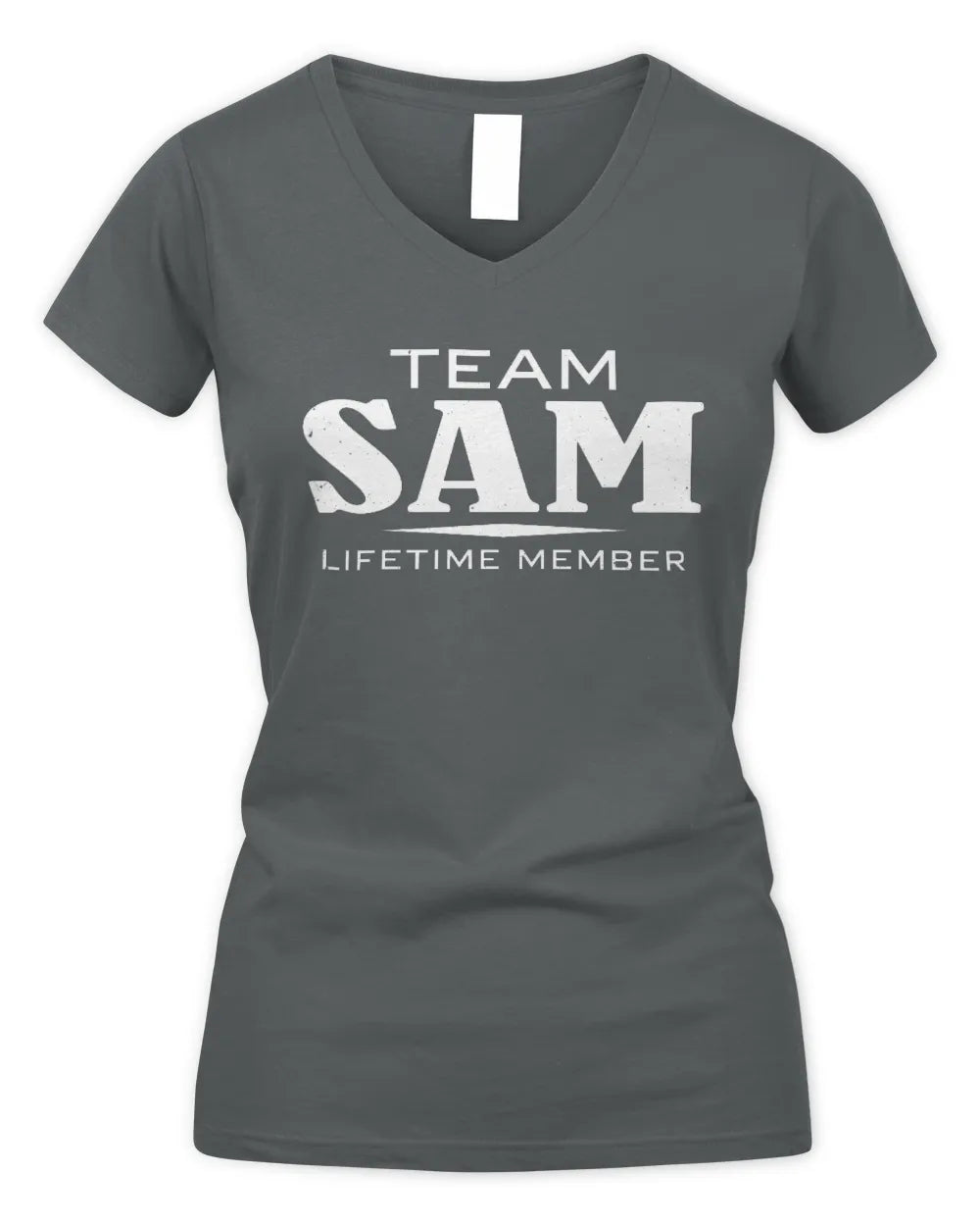 SAM BL62-K4-128 - Personalized “Team NAME Lifetime Member” - Women's V-Neck T-Shirt - Charcoal