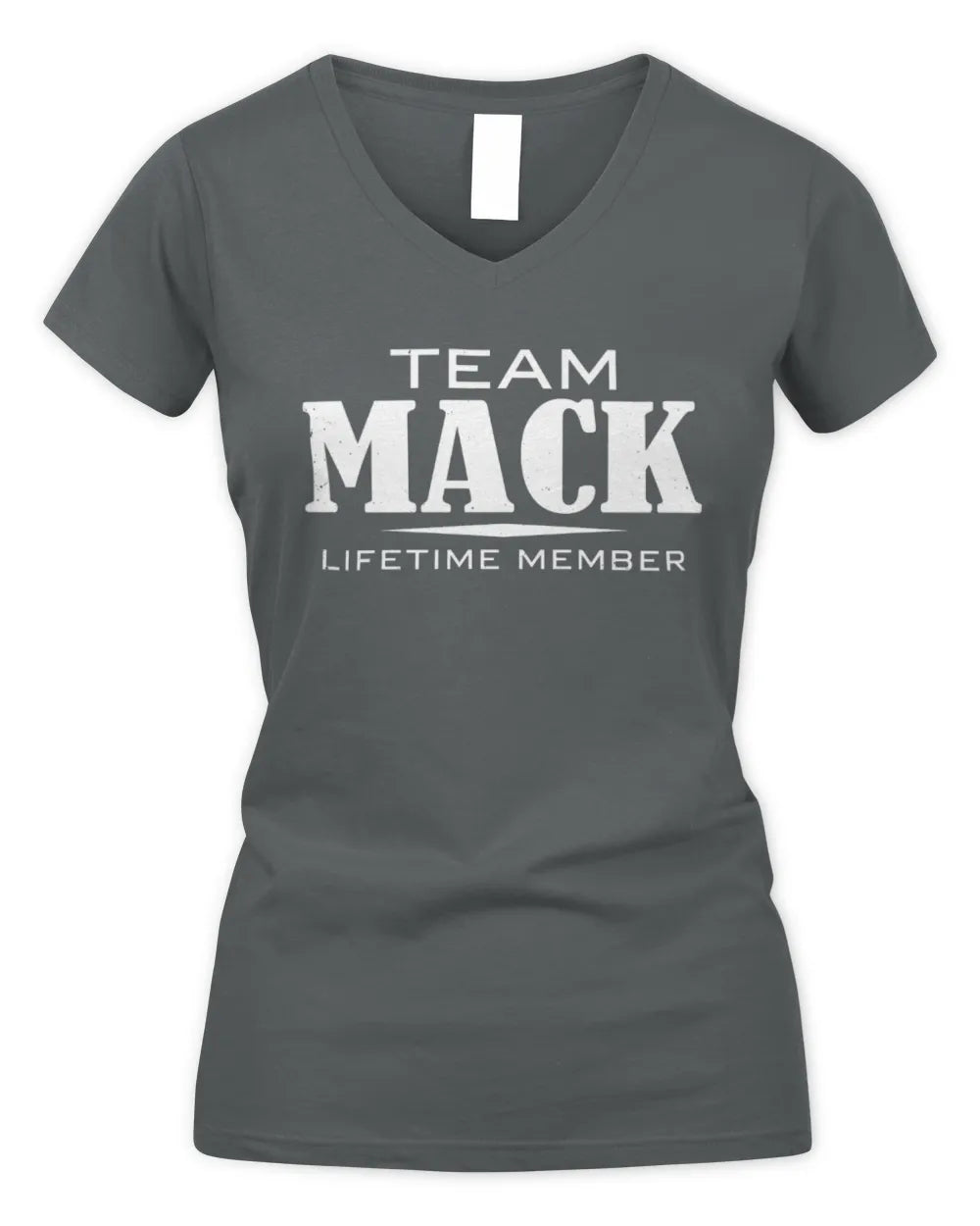 MACK BL62-K4-128 - Personalized “Team NAME Lifetime Member” - Women's V-Neck T-Shirt - Charcoal