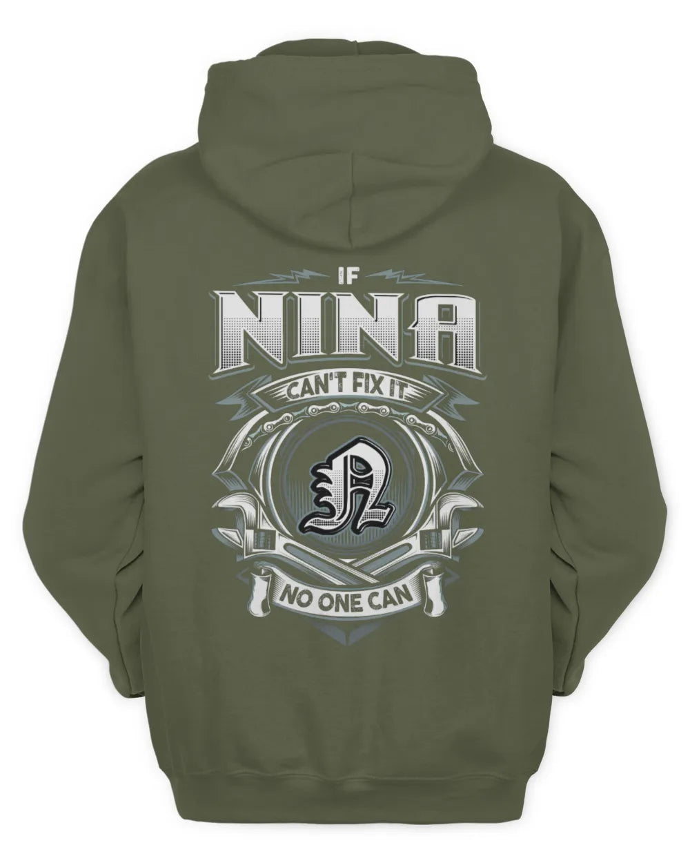 NINA AP81-K4-626 - Personalized Ahmed Quote Apparel “If Ahmed Can't Fix It, No One Can” - Unisex Hoodie - Military Green