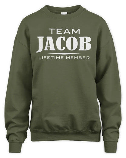 JACOB BL62-K4-128 - Personalized “Team NAME Lifetime Member” - Unisex Sweatshirt - Military Green