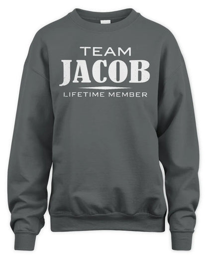 JACOB BL62-K4-128 - Personalized “Team NAME Lifetime Member” - Unisex Sweatshirt - Charcoal