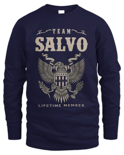 SALVO TP06-K82 – Personalized Classic Style Apparel “Team NAME Lifetime Member” - Men's Long Sleeved T-Shirt - Navy