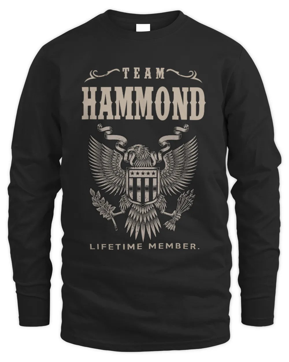 HAMMOND TP06-K82 – Personalized Classic Style Apparel “Team NAME Lifetime Member” - Men's Long Sleeved T-Shirt - Black