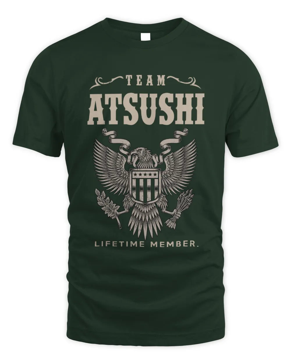 ATSUSHI TP06-K82 – Personalized Classic Style Apparel “Team NAME Lifetime Member” - Unisex Standard T-Shirt - Forest Green