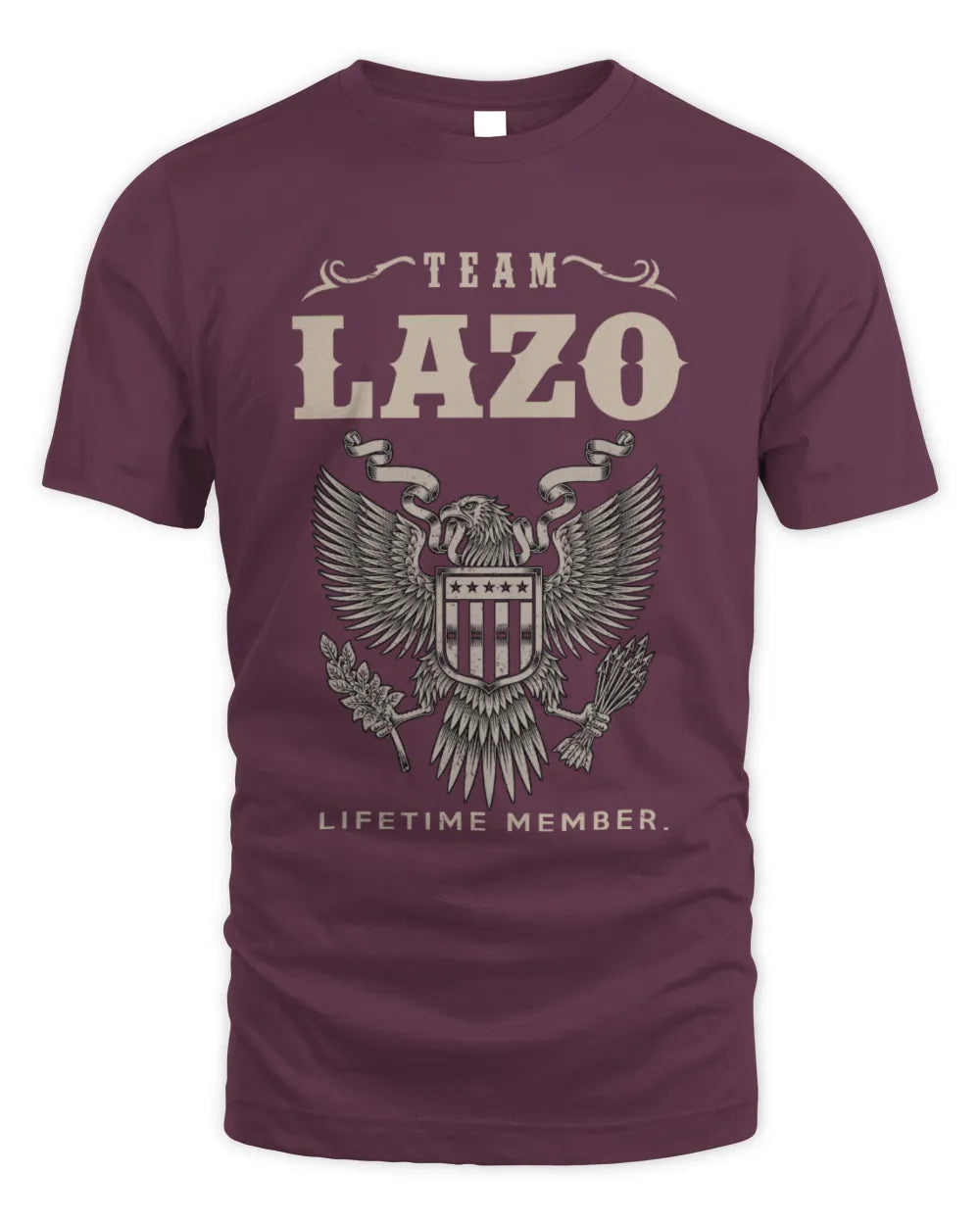 LAZO TP06-K82 – Personalized Classic Style Apparel “Team NAME Lifetime Member” - Unisex Standard T-Shirt - Maroon