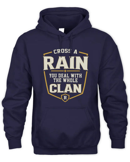 RAIN NT1-K008 Cross A/An NAME, You Deal With the Whole Clan | Personalized Vintage T-Shirt - Unisex Hoodie - Navy