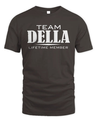 DELLA BL62-K4-128 - Personalized “Team NAME Lifetime Member” - Unisex Standard T-Shirt - Dark Chocolate