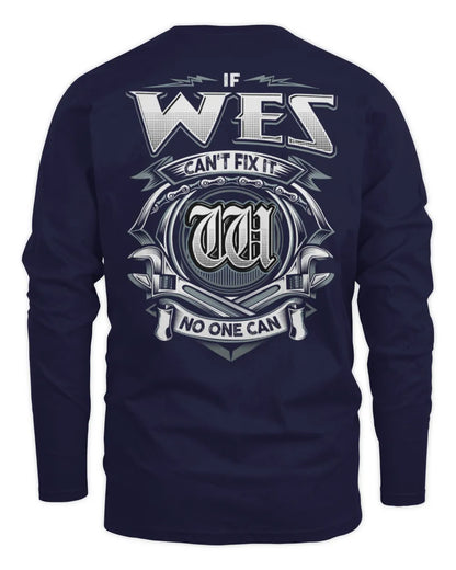 WES AP81-K4-626 - Personalized Ahmed Quote Apparel “If Ahmed Can't Fix It, No One Can” - Men's Long Sleeved T-Shirt - Navy