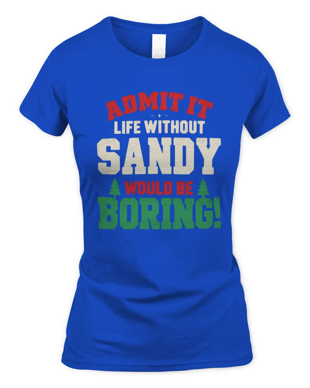 SANDY P5 TH08 Christmas T-Shirt – “Life Without NAME Would Be Boring” - Women's Standard T-Shirt - Royal