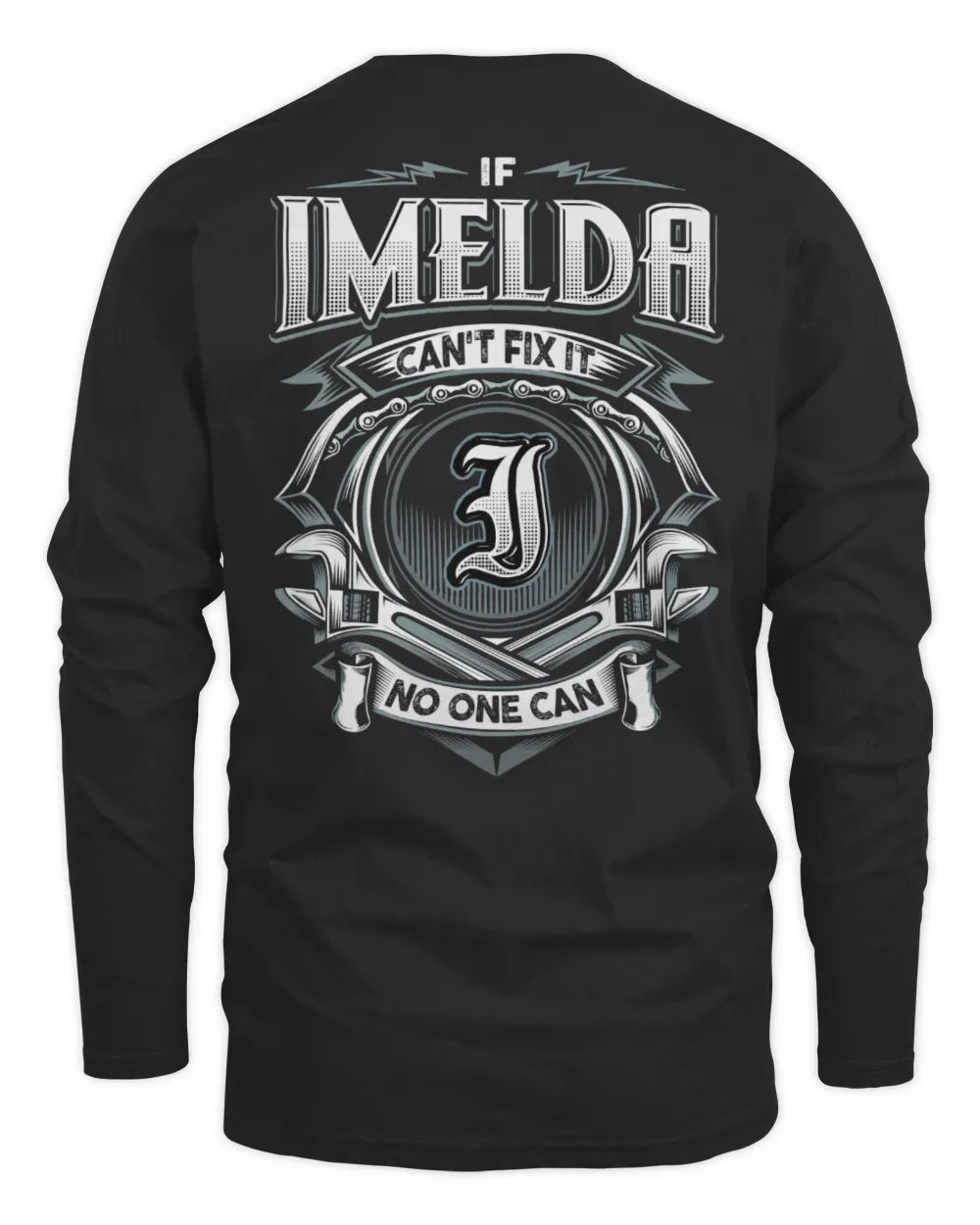 IMELDA AP81-K4-626 - Personalized Ahmed Quote Apparel “If Ahmed Can't Fix It, No One Can” - Men's Long Sleeved T-Shirt - Black