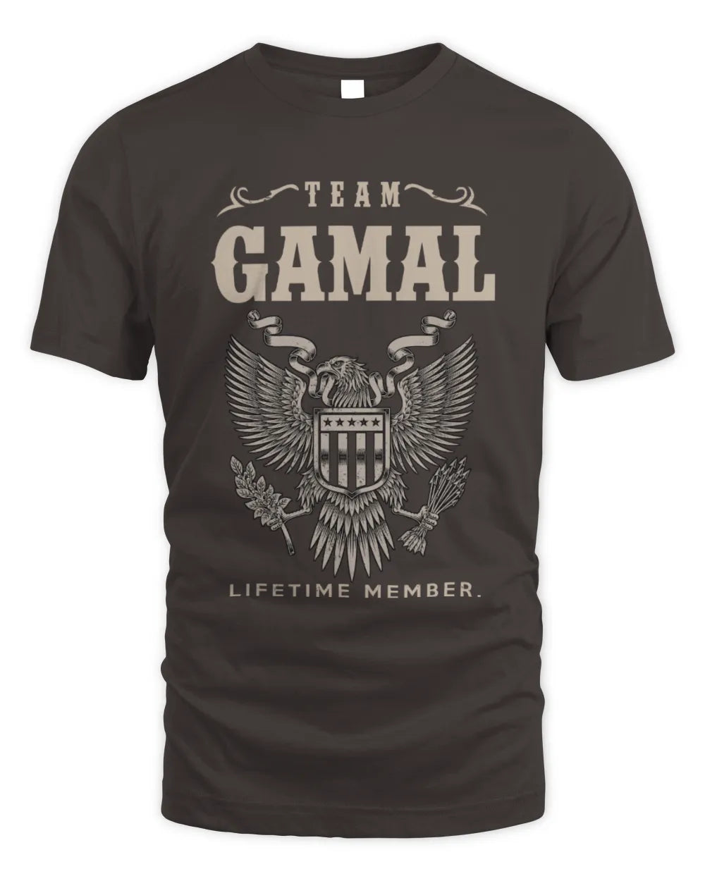 GAMAL TP06-K82 – Personalized Classic Style Apparel “Team NAME Lifetime Member” - Unisex Standard T-Shirt - Dark Chocolate