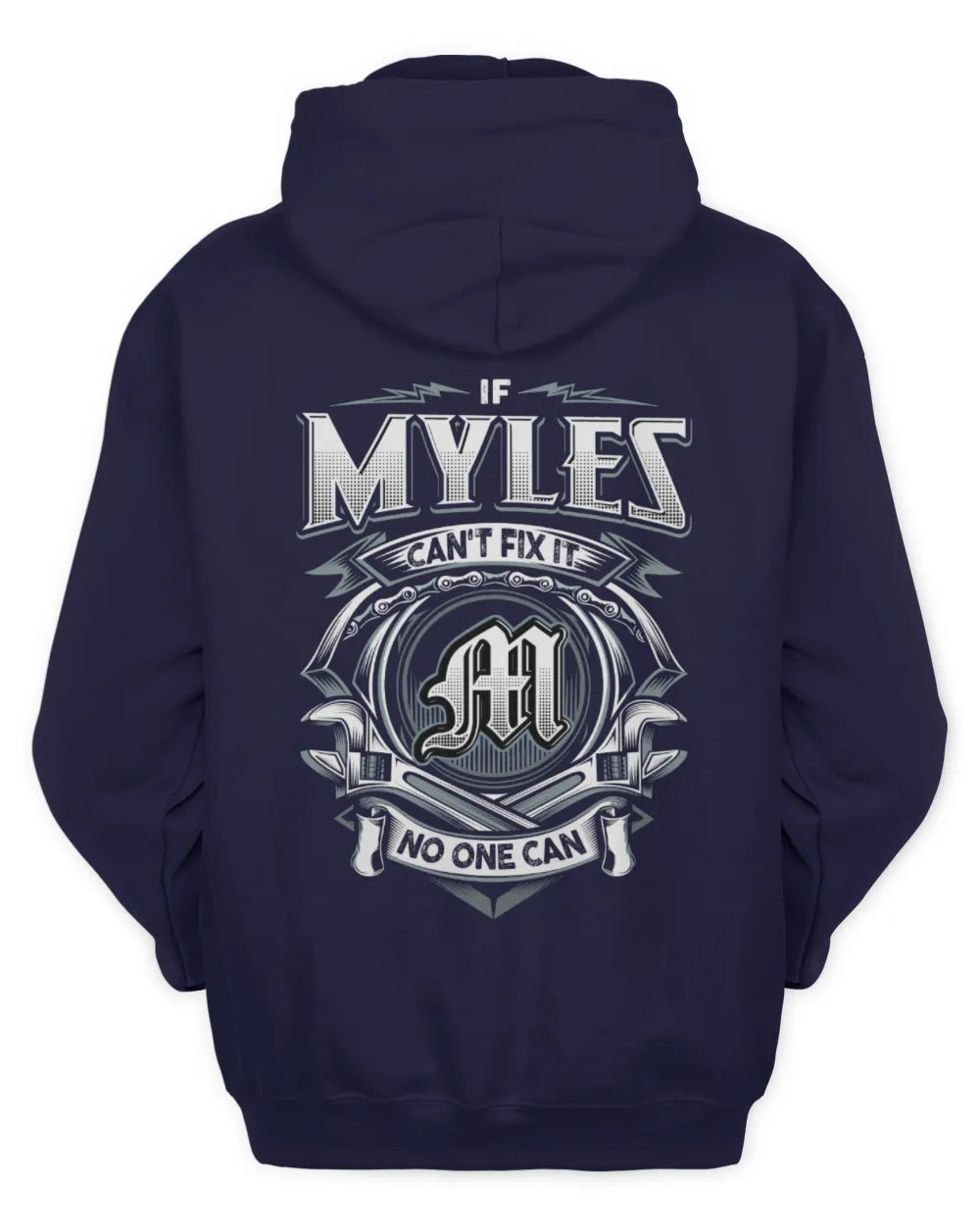 MYLES AP81-K4-626 - Personalized Ahmed Quote Apparel “If Ahmed Can't Fix It, No One Can” - Unisex Hoodie - Navy