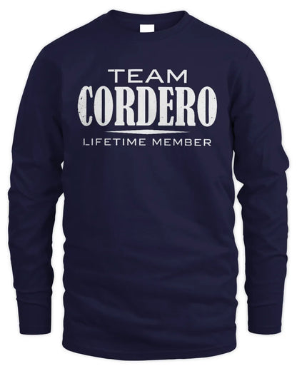 CORDERO BL62-K4-128 - Personalized “Team NAME Lifetime Member” - Men's Long Sleeved T-Shirt - Navy