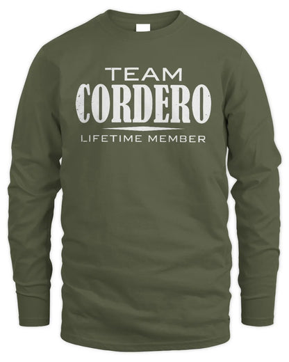 CORDERO BL62-K4-128 - Personalized “Team NAME Lifetime Member” - Men's Long Sleeved T-Shirt - Military Green