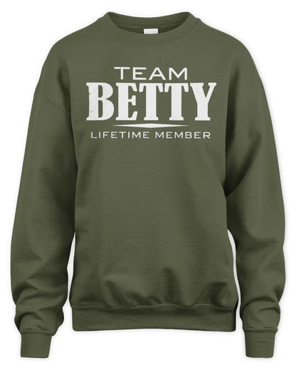 BETTY BL62-K4-128 - Personalized “Team NAME Lifetime Member” - Unisex Sweatshirt - Military Green