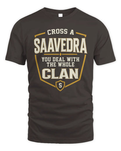SAAVEDRA NT1-K008 Cross A/An NAME, You Deal With the Whole Clan | Personalized Vintage T-Shirt - Unisex Standard T-Shirt - Dark Chocolate