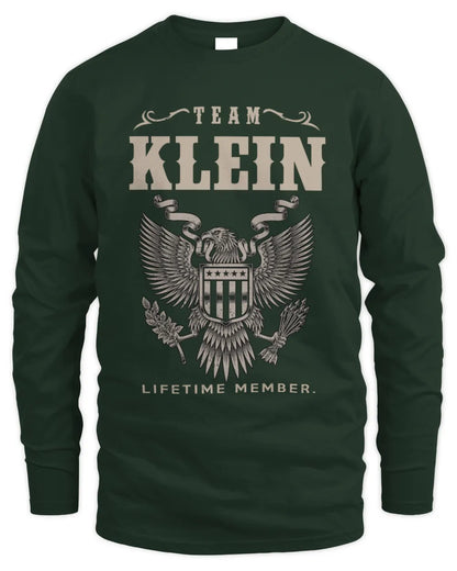 KLEIN TP06-K82 – Personalized Classic Style Apparel “Team NAME Lifetime Member” - Men's Long Sleeved T-Shirt - Forest Green