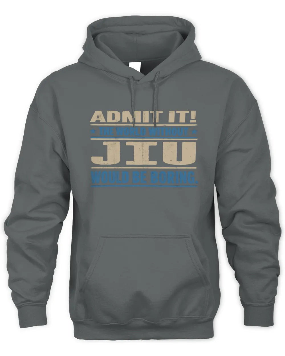 JIU TP68-K2-968 – Personalized Funny Quote Apparel “The World Without NAME Would Be Boring” - Unisex Hoodie - Charcoal