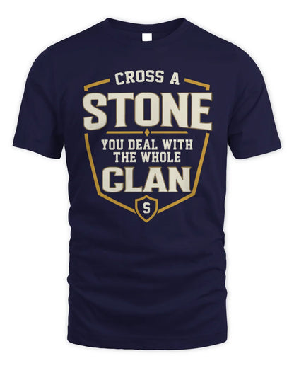 STONE NT1-K008 Cross A/An NAME, You Deal With the Whole Clan | Personalized Vintage T-Shirt - Unisex Standard T-Shirt - Navy