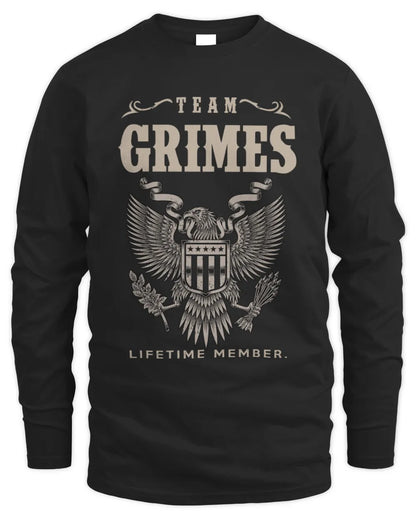 GRIMES TP06-K82 – Personalized Classic Style Apparel “Team NAME Lifetime Member” - Men's Long Sleeved T-Shirt - Black