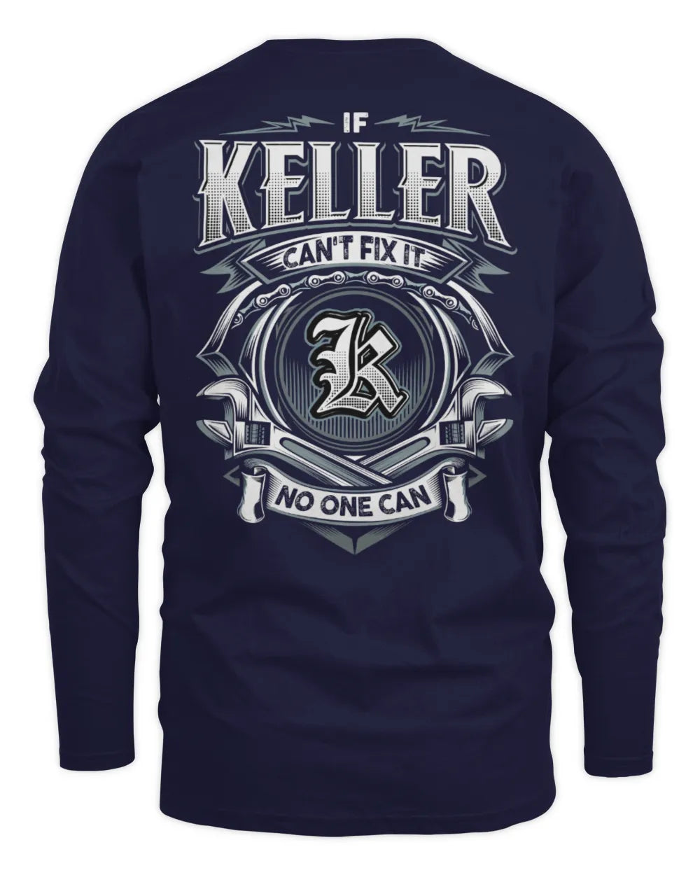 KELLER AP81-K4-626 - Personalized Ahmed Quote Apparel “If Ahmed Can't Fix It, No One Can” - Men's Long Sleeved T-Shirt - Navy