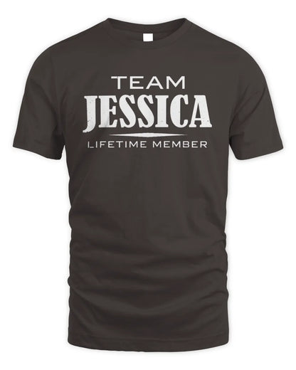 JESSICA BL62-K4-128 - Personalized “Team NAME Lifetime Member” - Unisex Standard T-Shirt - Dark Chocolate
