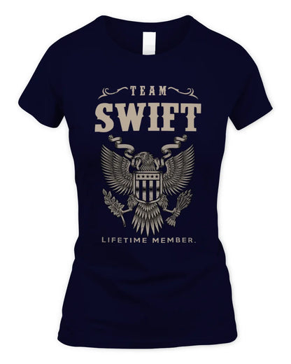 SWIFT TP06-K82 – Personalized Classic Style Apparel “Team NAME Lifetime Member” - Women's Standard T-Shirt - Navy