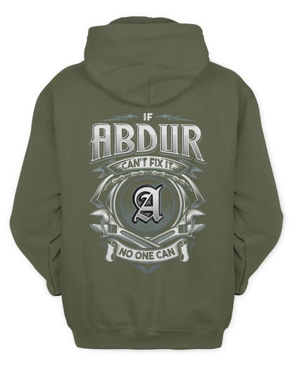 ABDUR AP81-K4-626 - Personalized Ahmed Quote Apparel “If Ahmed Can't Fix It, No One Can” - Unisex Hoodie - Military Green