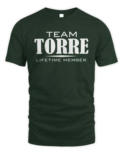 TORRE BL62-K4-128 - Personalized “Team NAME Lifetime Member” - Unisex Standard T-Shirt - Forest Green