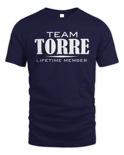 TORRE BL62-K4-128 - Personalized “Team NAME Lifetime Member” - Unisex Standard T-Shirt - Navy