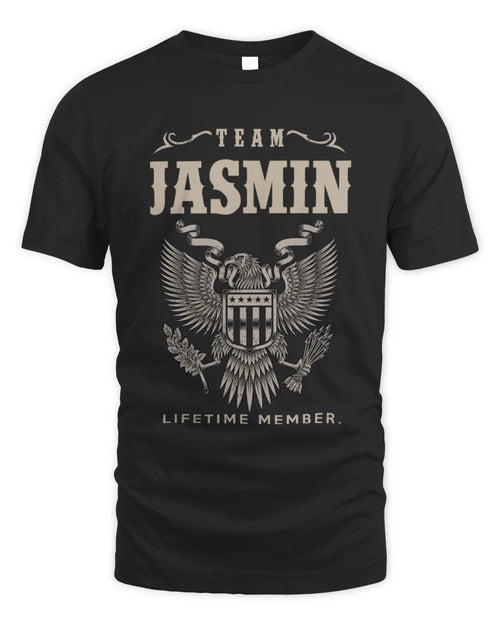 JASMIN TP06-K82 – Personalized Classic Style Apparel “Team NAME Lifetime Member” - Unisex Standard T-Shirt - Black