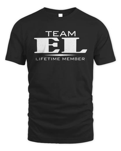 EL BL62-K4-128 - Personalized “Team NAME Lifetime Member” - Unisex Standard T-Shirt - Black