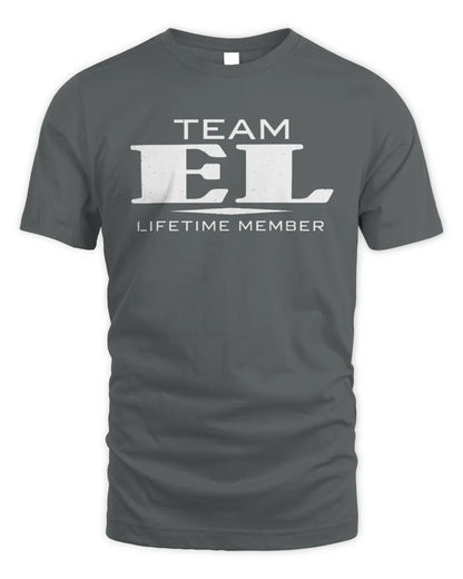 EL BL62-K4-128 - Personalized “Team NAME Lifetime Member” - Unisex Standard T-Shirt - Charcoal