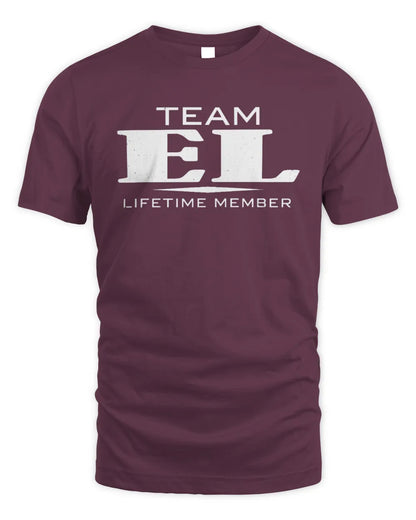 EL BL62-K4-128 - Personalized “Team NAME Lifetime Member” - Unisex Standard T-Shirt - Maroon