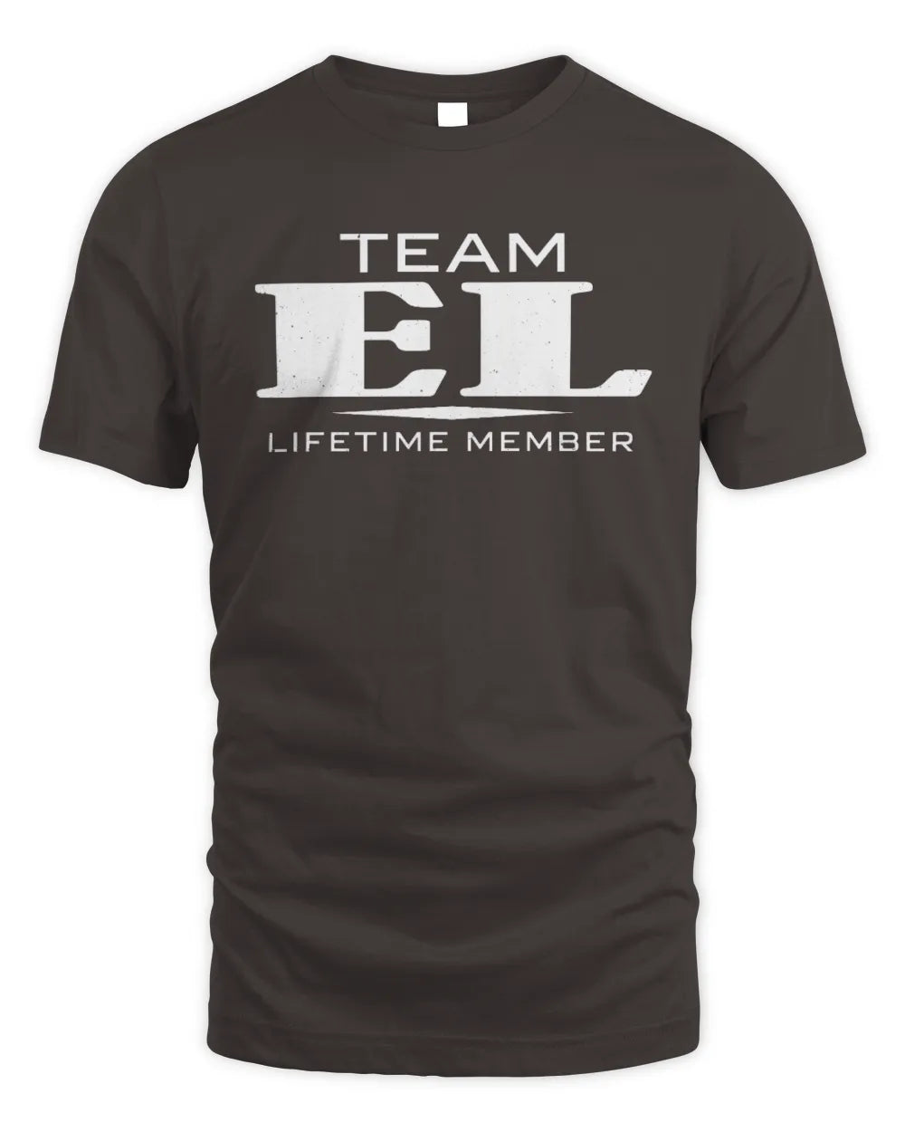 EL BL62-K4-128 - Personalized “Team NAME Lifetime Member” - Unisex Standard T-Shirt - Dark Chocolate