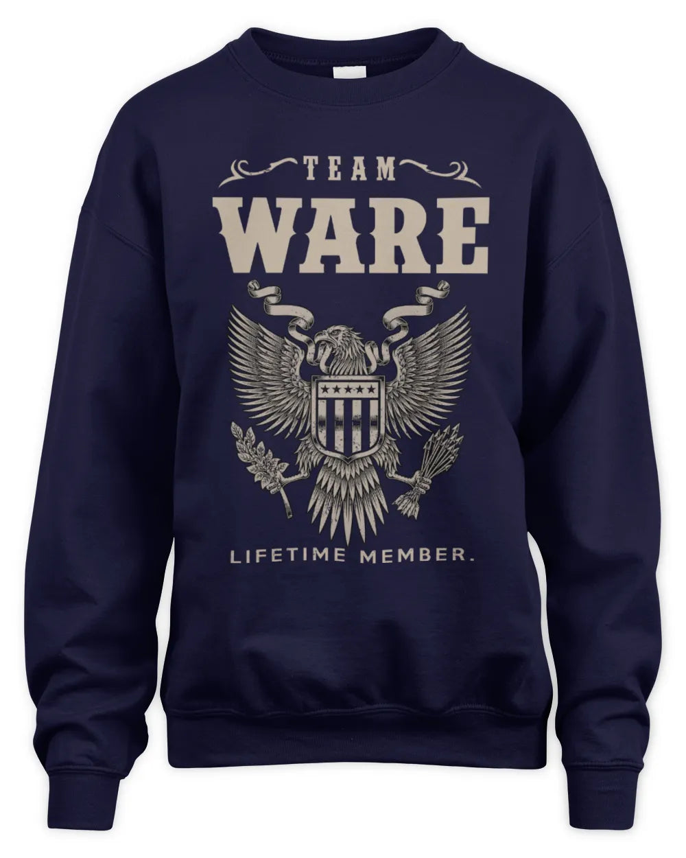 WARE TP06-K82 – Personalized Classic Style Apparel “Team NAME Lifetime Member” - Unisex Sweatshirt - Navy