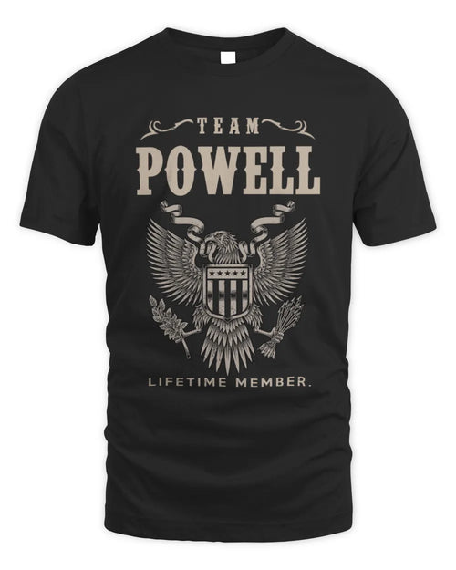 POWELL TP06-K82 – Personalized Classic Style Apparel “Team NAME Lifetime Member” - Unisex Standard T-Shirt - Black