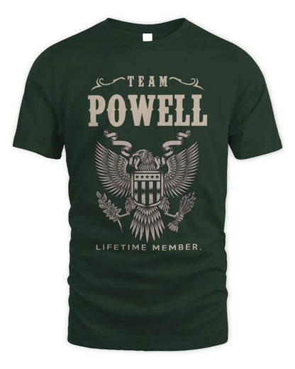 POWELL TP06-K82 – Personalized Classic Style Apparel “Team NAME Lifetime Member” - Unisex Standard T-Shirt - Forest Green