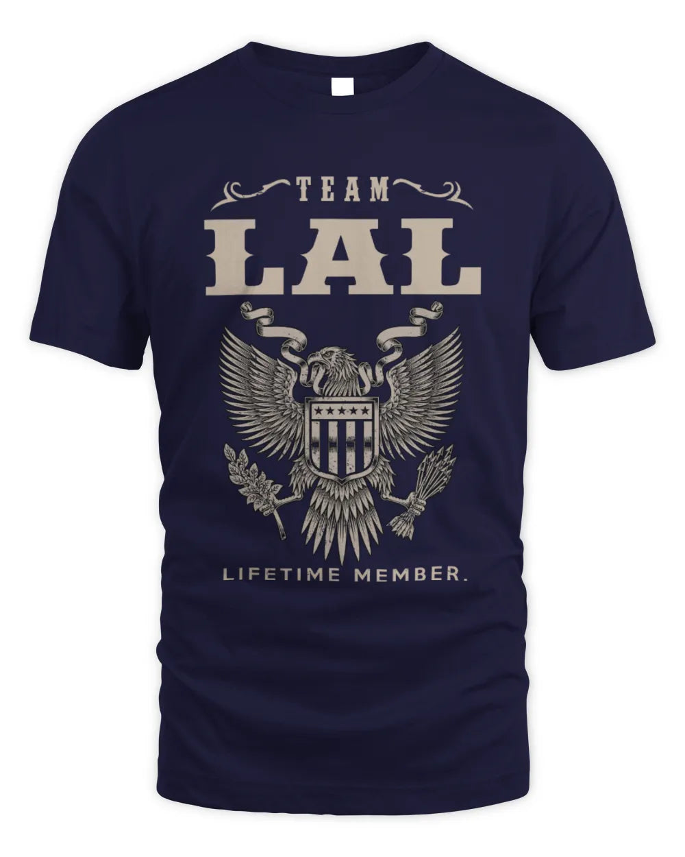 LAL TP06-K82 – Personalized Classic Style Apparel “Team NAME Lifetime Member” - Unisex Standard T-Shirt - Navy