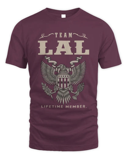 LAL TP06-K82 – Personalized Classic Style Apparel “Team NAME Lifetime Member” - Unisex Standard T-Shirt - Maroon