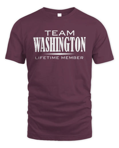 WASHINGTON BL62-K4-128 - Personalized “Team NAME Lifetime Member” - Unisex Standard T-Shirt - Maroon