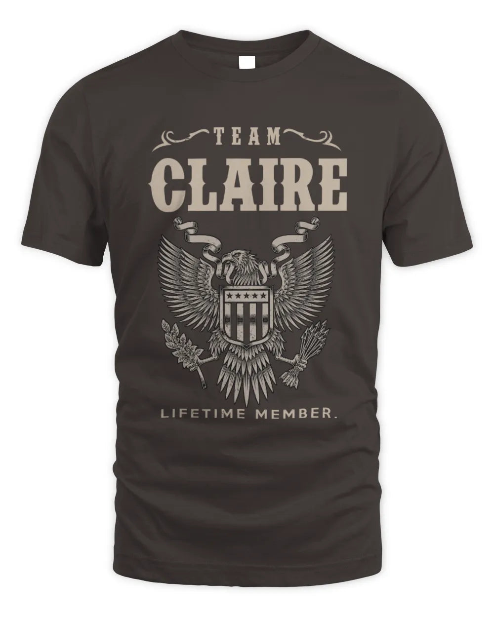CLAIRE TP06-K82 – Personalized Classic Style Apparel “Team NAME Lifetime Member” - Unisex Standard T-Shirt - Dark Chocolate