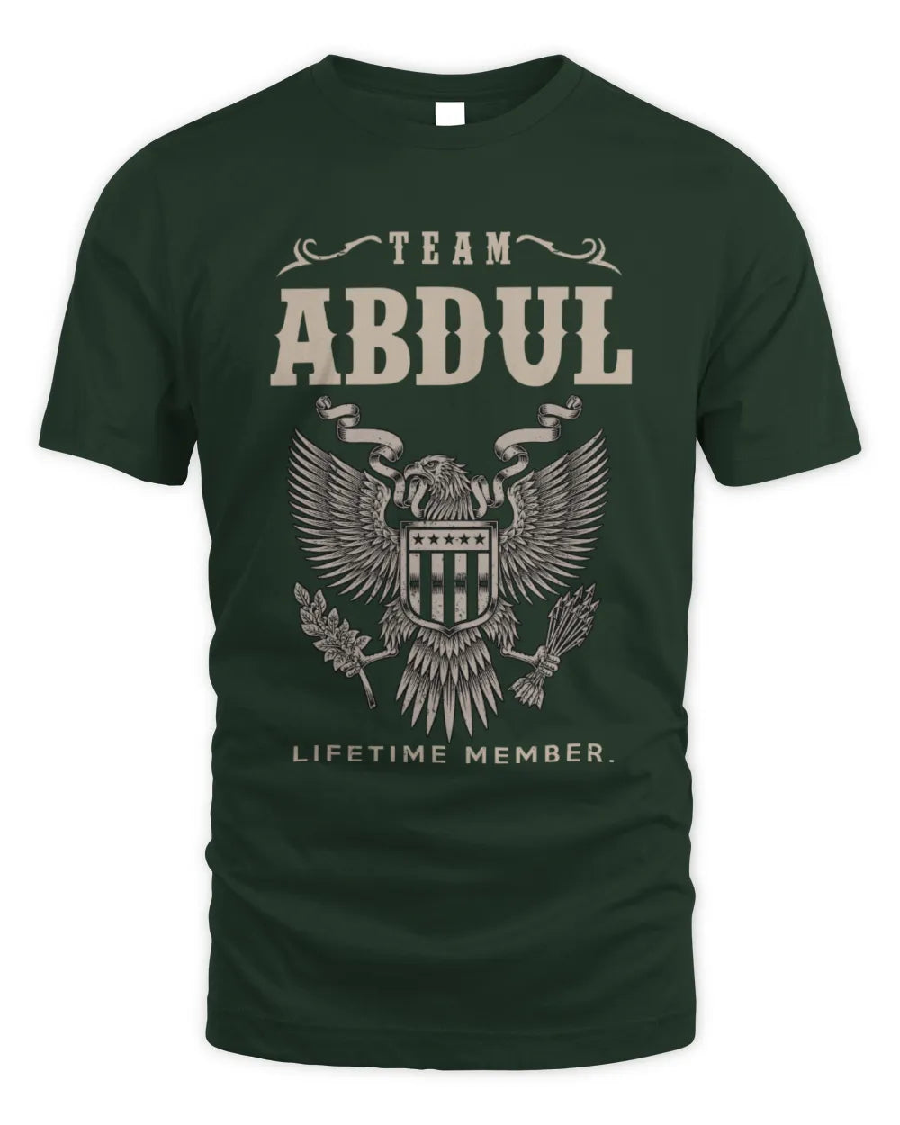 ABDUL TP06-K82 – Personalized Classic Style Apparel “Team NAME Lifetime Member” - Unisex Standard T-Shirt - Forest Green