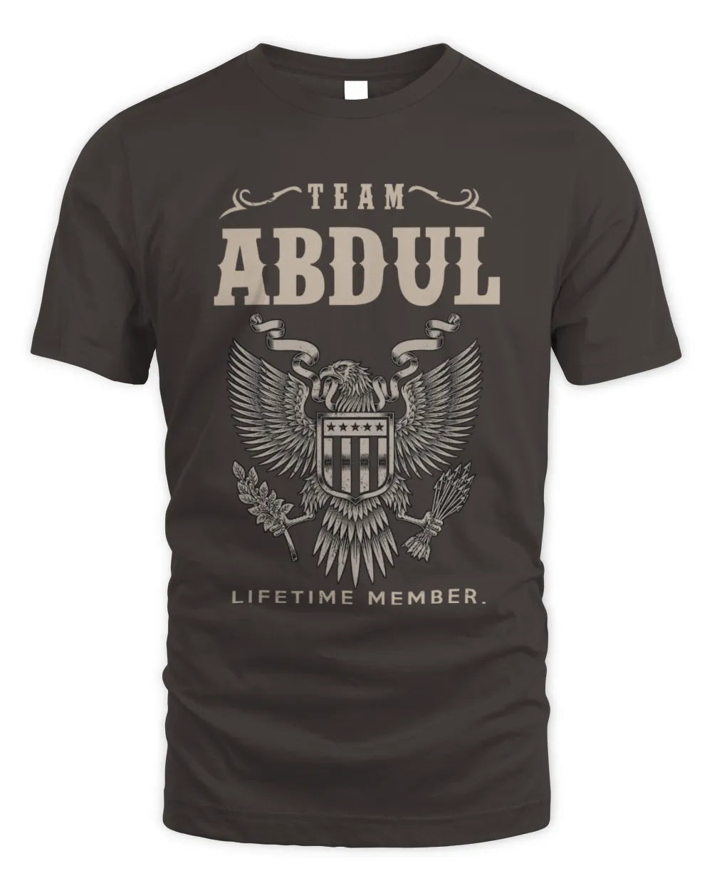 ABDUL TP06-K82 – Personalized Classic Style Apparel “Team NAME Lifetime Member” - Unisex Standard T-Shirt - Dark Chocolate