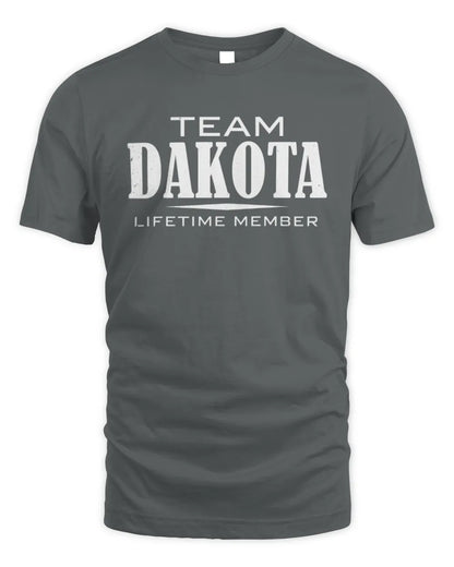 DAKOTA BL62-K4-128 - Personalized “Team NAME Lifetime Member” - Unisex Standard T-Shirt - Charcoal