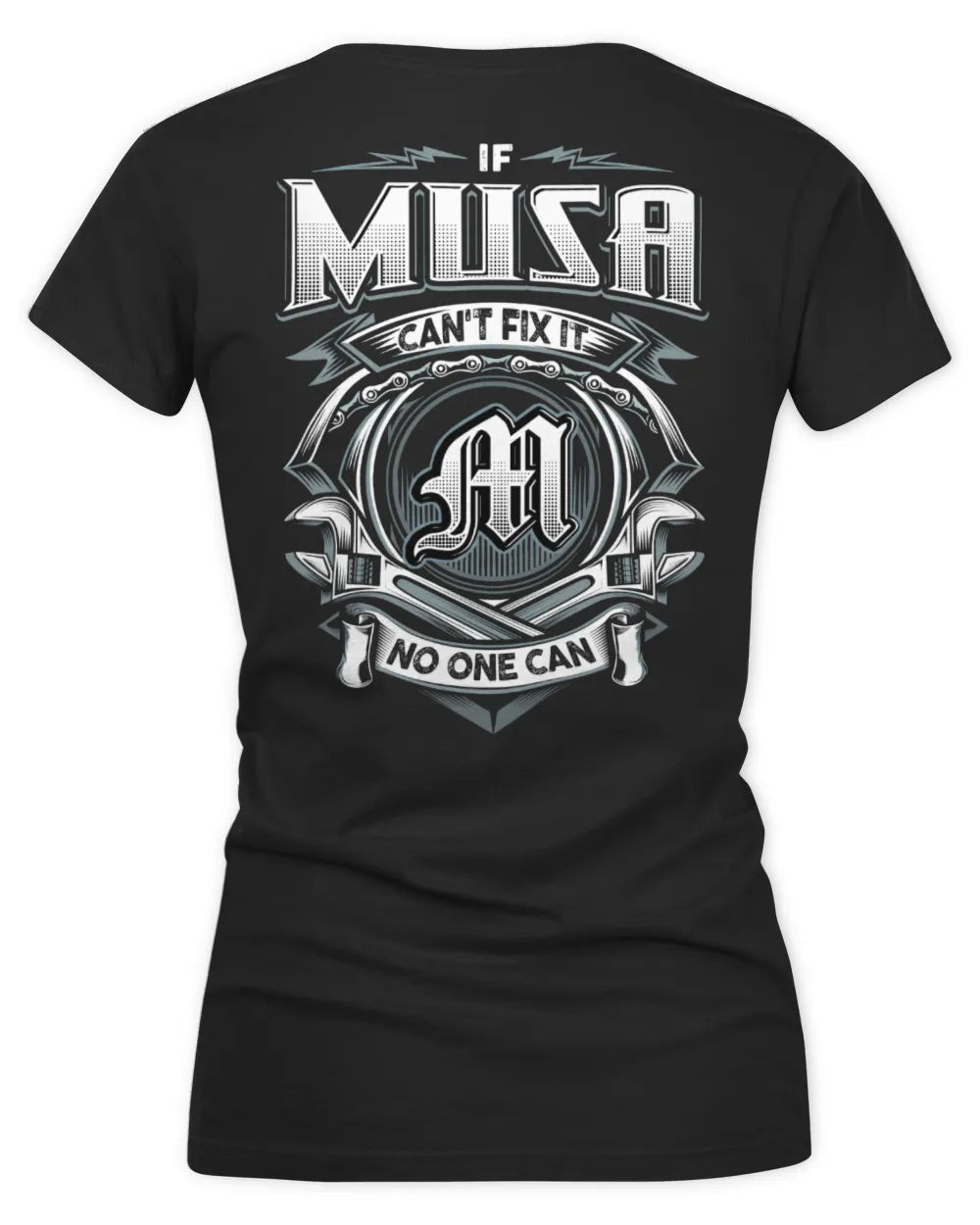 MUSA AP81-K4-626 - Personalized Ahmed Quote Apparel “If Ahmed Can't Fix It, No One Can” - Women's V-Neck T-Shirt - Black